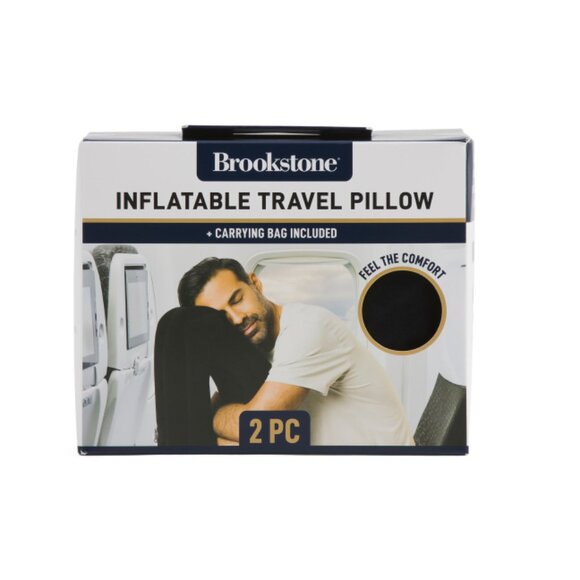 BROOKSTONE Black Inflatable Neck Pillow Tower - Picture 1 of 2